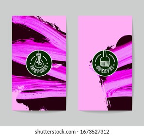 Set of vector business card templates with brush stroke background.