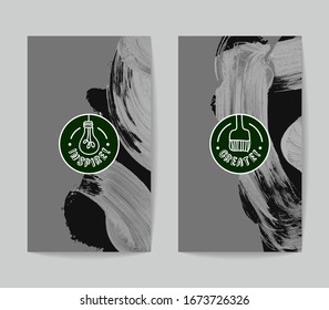 Set of vector business card templates with brush stroke background.