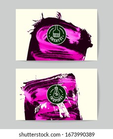 Set of vector business card templates with brush stroke background.
