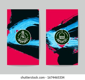 Conjunto de plantillas vectoriales de tarjetas de presentación con fondo de trazo de pincel.