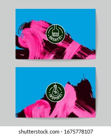 Set of vector business card templates with brush stroke background.