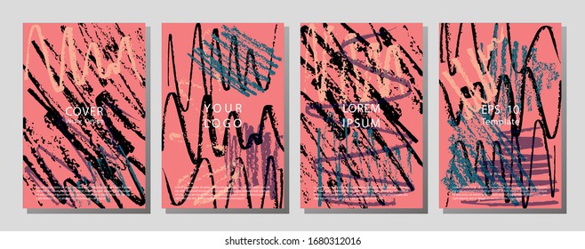 Set of vector business card templates with brush stroke background. Rough brush strokes. Stamp for Calligraphy. Typographic template.