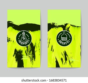 Set of vector business card templates with brush stroke background.