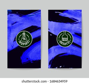 Set of vector business card templates with brush stroke background.