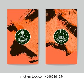 Conjunto de plantillas vectoriales de tarjetas de presentación con fondo de trazo de pincel.
