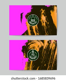 Set of vector business card templates with brush stroke background.