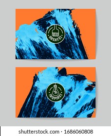Conjunto de plantillas vectoriales de tarjetas de presentación con fondo de trazo de pincel.