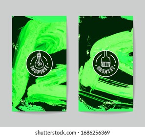 Set of vector business card templates with brush stroke background.