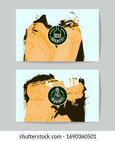 Set of vector business card templates with brush stroke background.