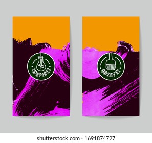 Conjunto de plantillas vectoriales de tarjetas de presentación con fondo de trazo de pincel.