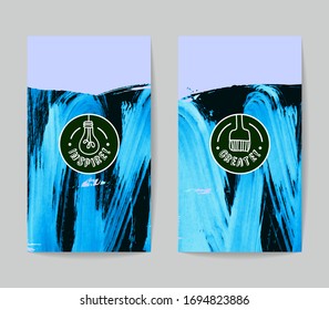 Conjunto de plantillas vectoriales de tarjetas de presentación con fondo de trazo de pincel.