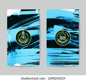 Conjunto de plantillas vectoriales de tarjetas de presentación con fondo de trazo de pincel.