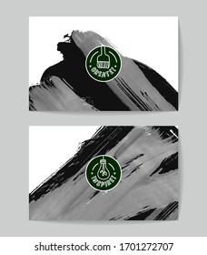 Set of vector business card templates with brush stroke background.