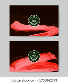 Set of vector business card templates with brush stroke background.