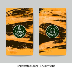 Set of vector business card templates with brush stroke background.
