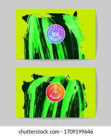 Set of vector business card templates with brush stroke background.