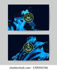 Set of vector business card templates with brush stroke background.