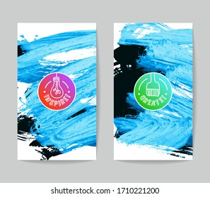 Set of vector business card templates with brush stroke background.