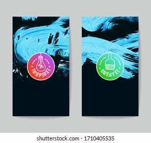 Set of vector business card templates with brush stroke background.