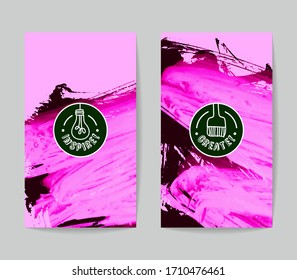 Set of vector business card templates with brush stroke background.
