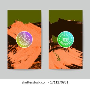Set of vector business card templates with brush stroke background.