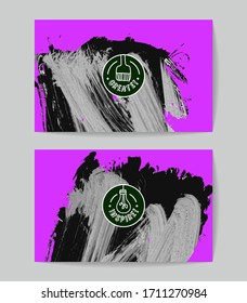 Set of vector business card templates with brush stroke background.
