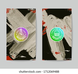 Set of vector business card templates with brush stroke background.