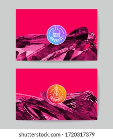 Conjunto de plantillas vectoriales de tarjetas de presentación con fondo de trazo de pincel.