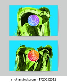 Set of vector business card templates with brush stroke background.