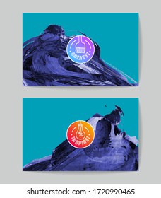 Conjunto de plantillas vectoriales de tarjetas de presentación con fondo de trazo de pincel.