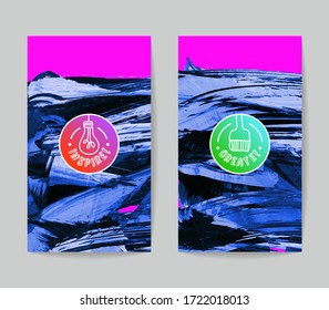 Set of vector business card templates with brush stroke background.