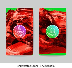 Set of vector business card templates with brush stroke background.