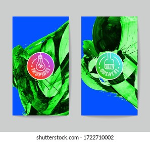 Conjunto de plantillas vectoriales de tarjetas de presentación con fondo de trazo de pincel.