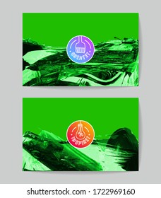 Conjunto de plantillas vectoriales de tarjetas de presentación con fondo de trazo de pincel.