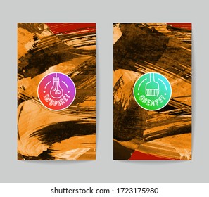 Set of vector business card templates with brush stroke background.