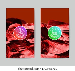 Set of vector business card templates with brush stroke background.
