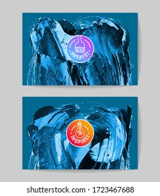 Set of vector business card templates with brush stroke background.