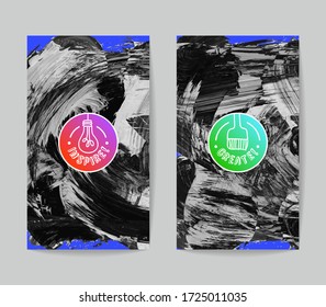 Conjunto de plantillas de tarjetas de negocio vectoriales con fondo de trazo de pincel.