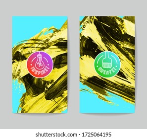 Set of vector business card templates with brush stroke background.
