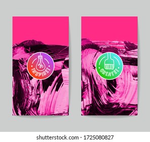Conjunto de plantillas de tarjetas de negocio vectoriales con fondo de trazo de pincel.