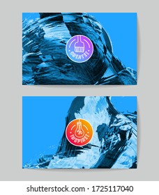 Set of vector business card templates with brush stroke background.