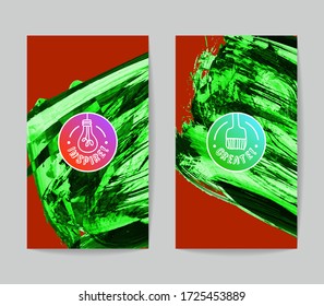 Set of vector business card templates with brush stroke background.