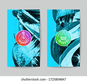 Set of vector business card templates with brush stroke background.