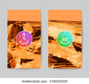 Set of vector business card templates with brush stroke background.