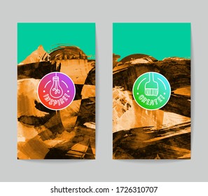 Set of vector business card templates with brush stroke background.
