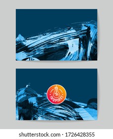 Set of vector business card templates with brush stroke background.