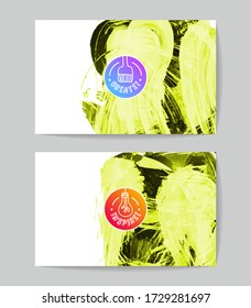 Set of vector business card templates with brush stroke background.