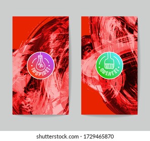 Set of vector business card templates with brush stroke background.