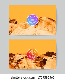 Conjunto de plantillas de tarjetas de negocio vectoriales con fondo de trazo de pincel.