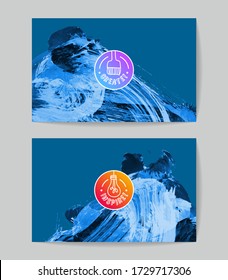 Conjunto de plantillas de tarjetas de negocio vectoriales con fondo de trazo de pincel.